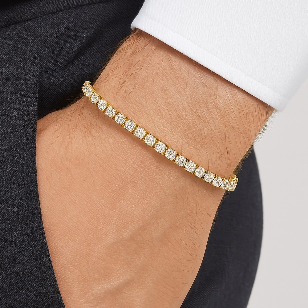 9.5 inch Gold Plated Tennis Bracelet for Men and Women - Picture 4 of 5